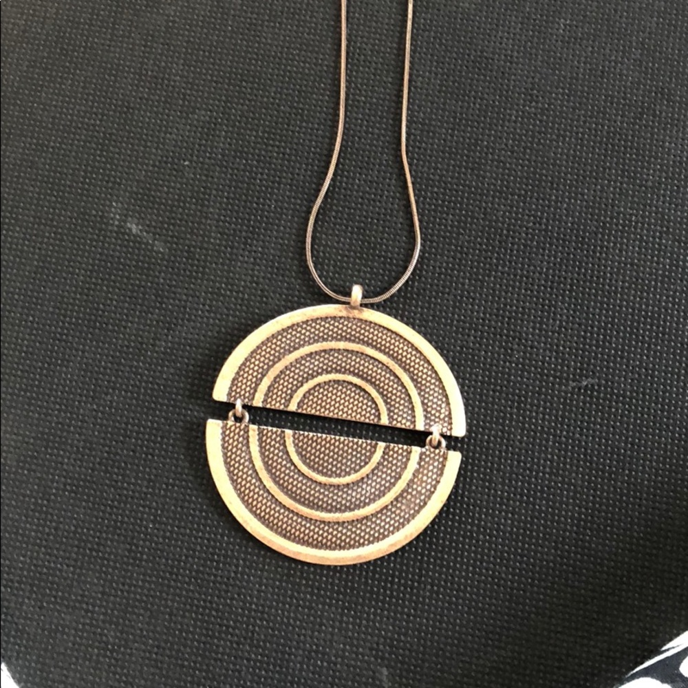 Long necklace with half circle medallions